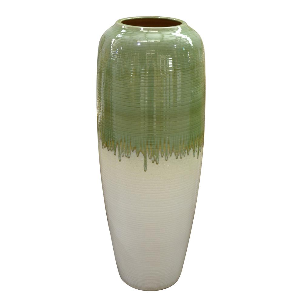 Avocado Green And White Large Vase - Pozzby Home Solutions