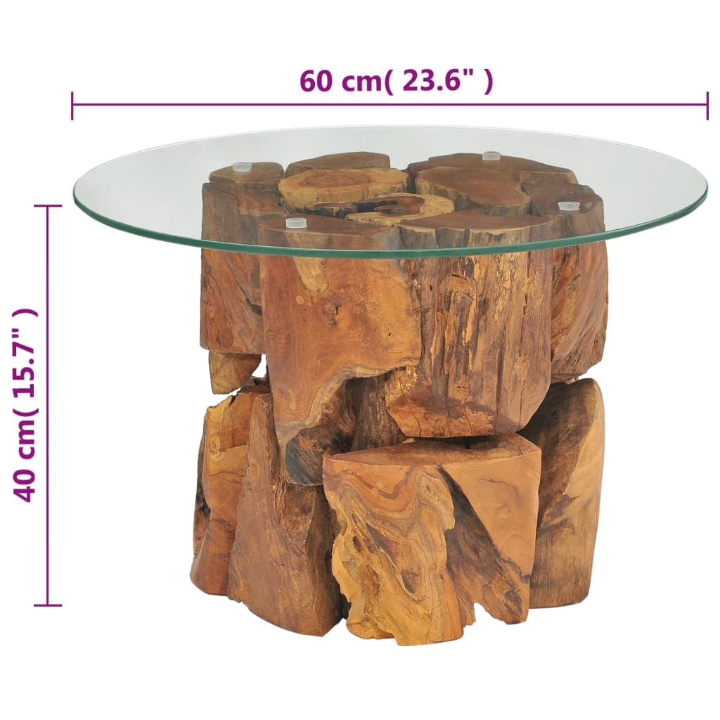 vidaXL Coffee Table Solid Teak Driftwood 23.6" - Pozzby Home Solutions