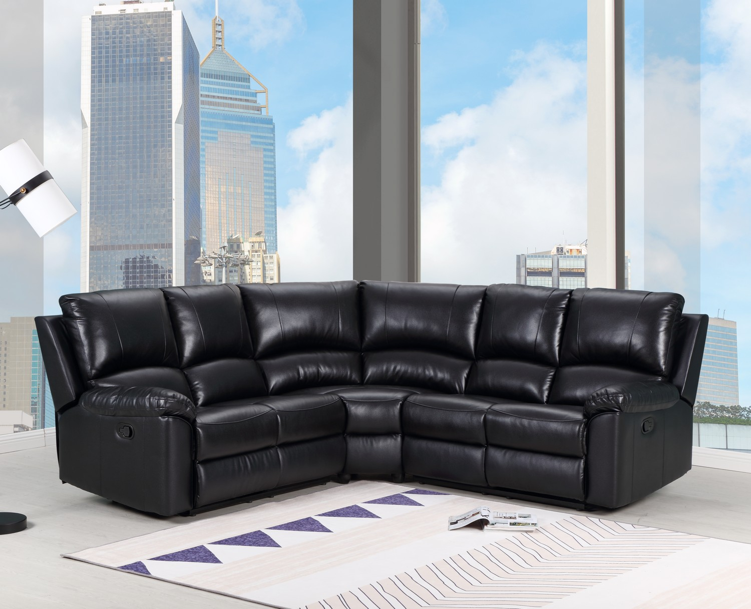 80" X 80" X 39" Black  Sectional this lovely sectional is simply the right piece for your home. featuring soft leather upholstery and plush cushion, the sectional provides a comfortable sitting expeFurniturePozzby Home SolutionsPozzby Home Solutions39" Black Sectional