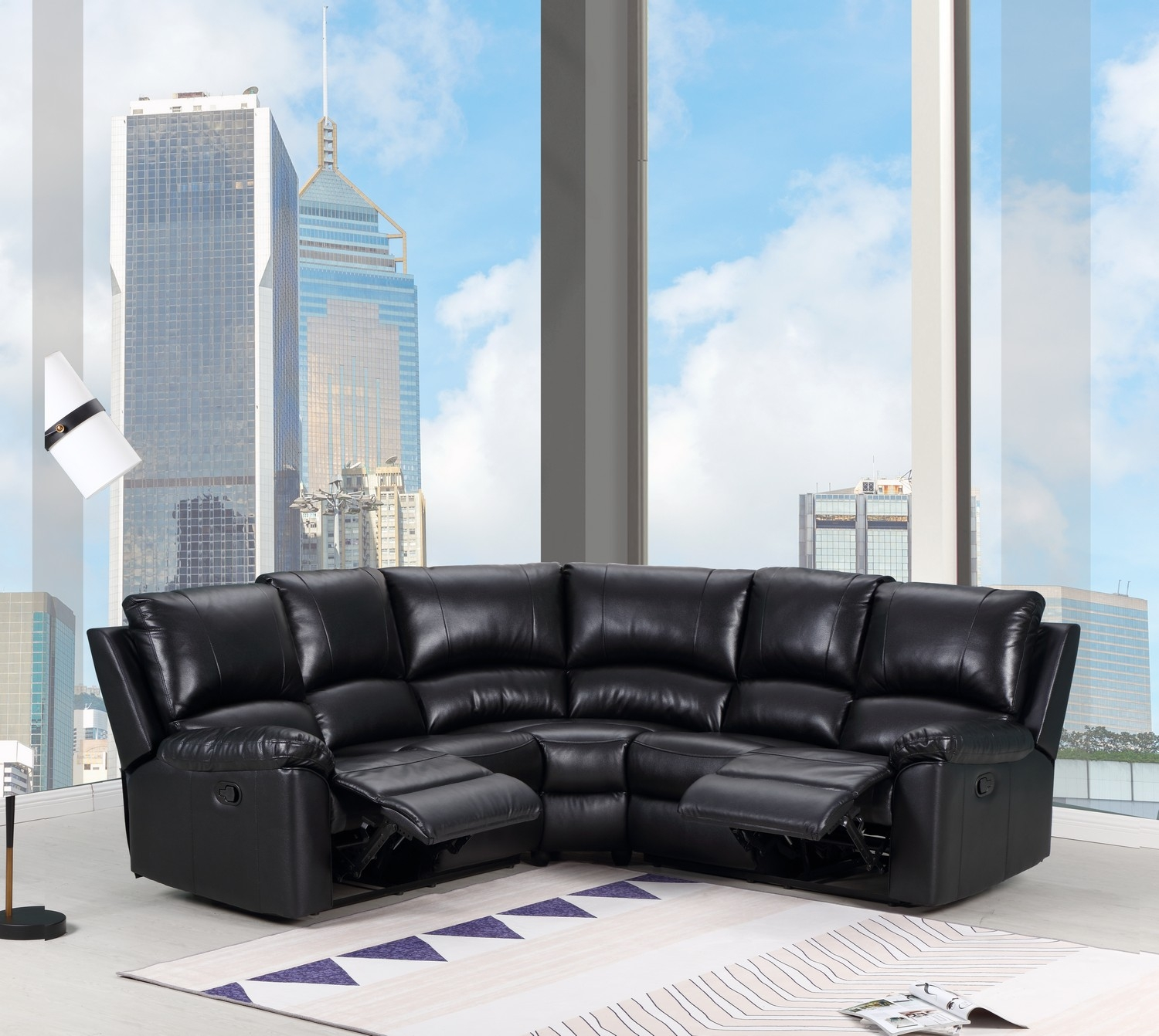 80" X 80" X 39" Black  Sectional this lovely sectional is simply the right piece for your home. featuring soft leather upholstery and plush cushion, the sectional provides a comfortable sitting expeFurniturePozzby Home SolutionsPozzby Home Solutions39" Black Sectional