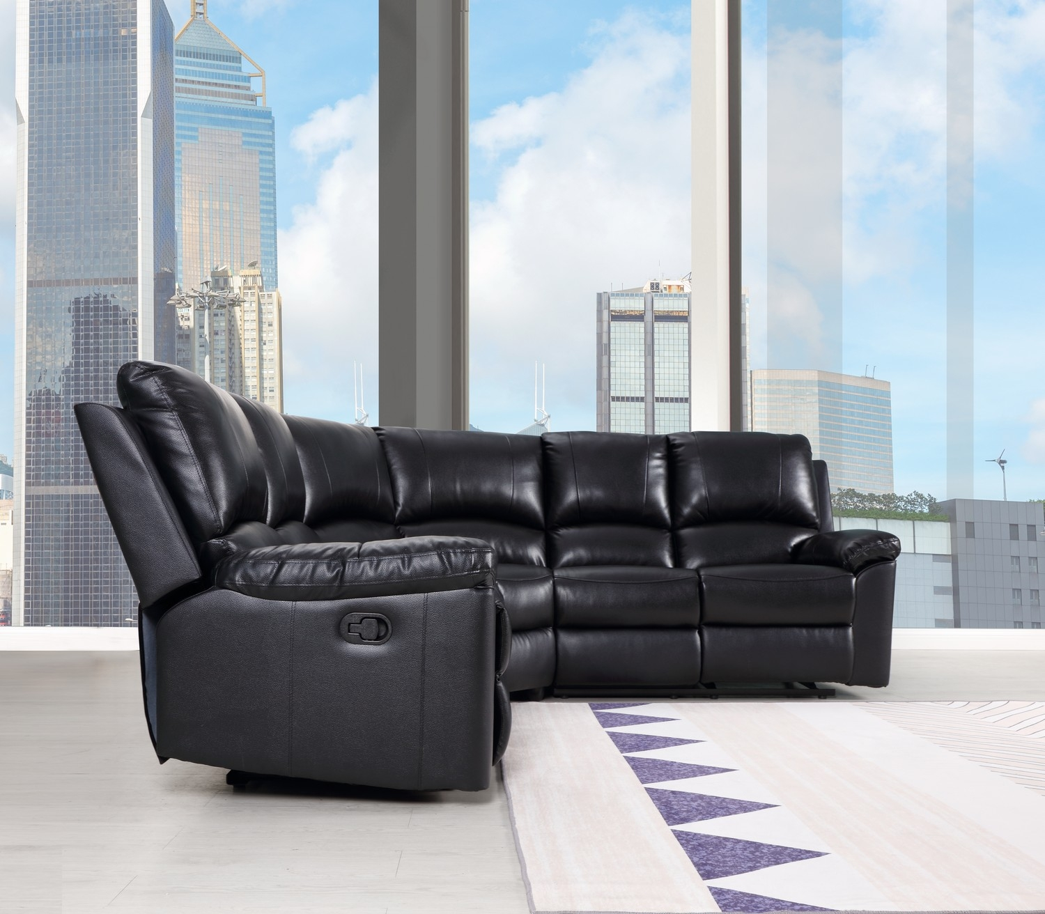 80" X 80" X 39" Black  Sectional this lovely sectional is simply the right piece for your home. featuring soft leather upholstery and plush cushion, the sectional provides a comfortable sitting expeFurniturePozzby Home SolutionsPozzby Home Solutions39" Black Sectional