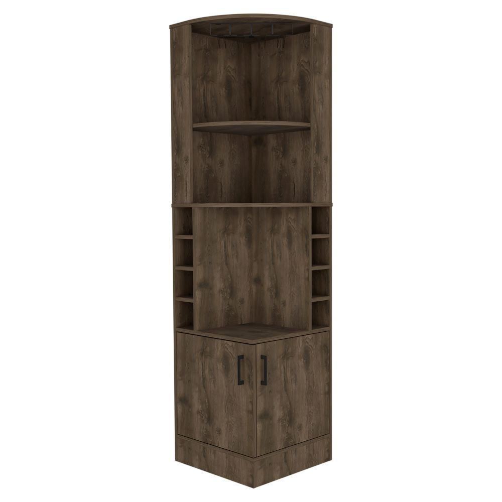 Bar Cabinet Papprika, 8 Wine Cubbies, Double Door, Dark Brown Finish - Pozzby Home Solutions