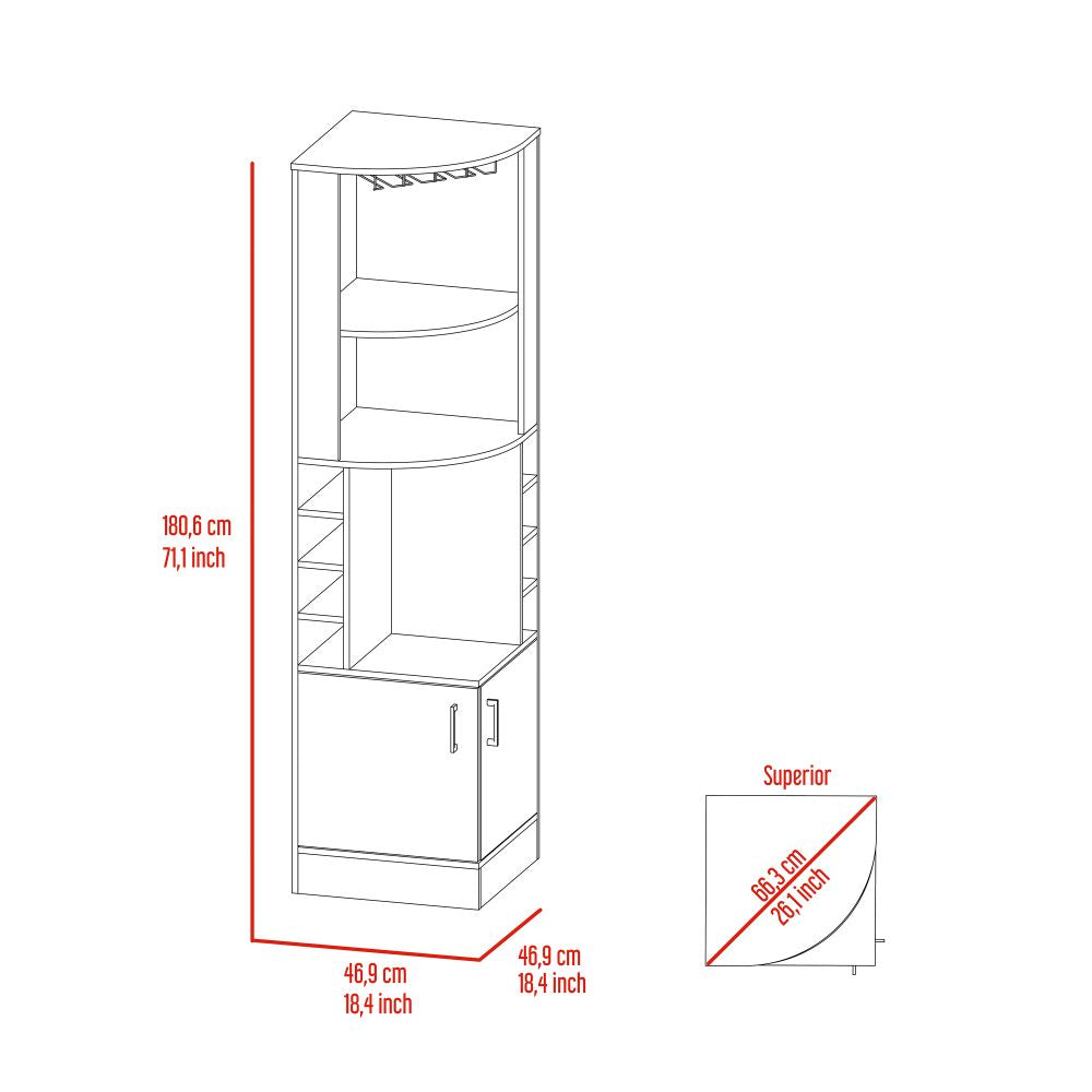 Bar Cabinet Papprika, 8 Wine Cubbies, Double Door, Dark Brown Finish - Pozzby Home Solutions