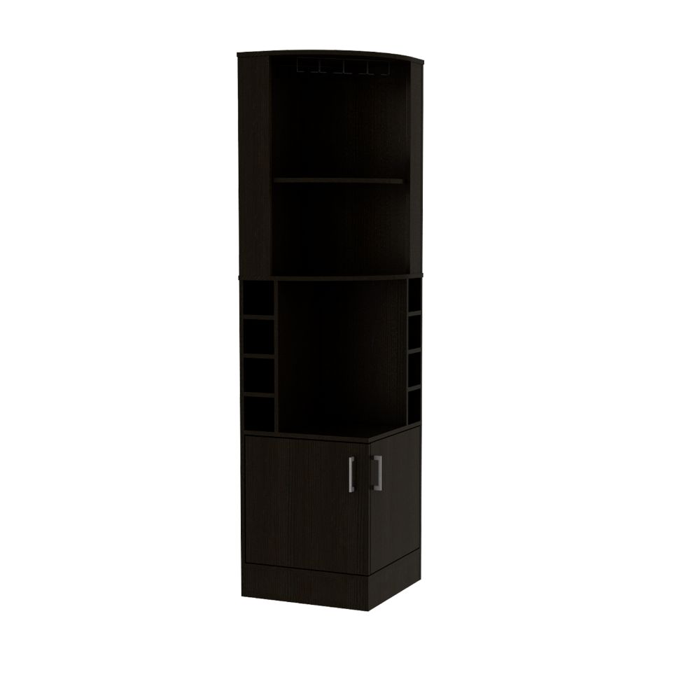 Bar Cabinet Papprika, 8 Wine Cubbies, Double Door, Black Wengue Finish - Pozzby Home Solutions