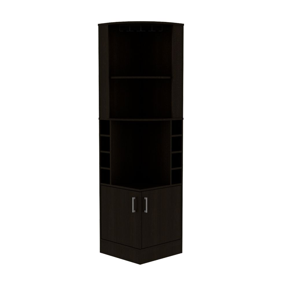 Bar Cabinet Papprika, 8 Wine Cubbies, Double Door, Black Wengue Finish - Pozzby Home Solutions