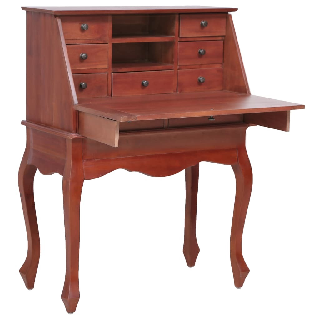 vidaXL Secretary Desk Brown 30.7"x16.5"x40.6" Solid Mahogany Wood - Pozzby Home Solutions