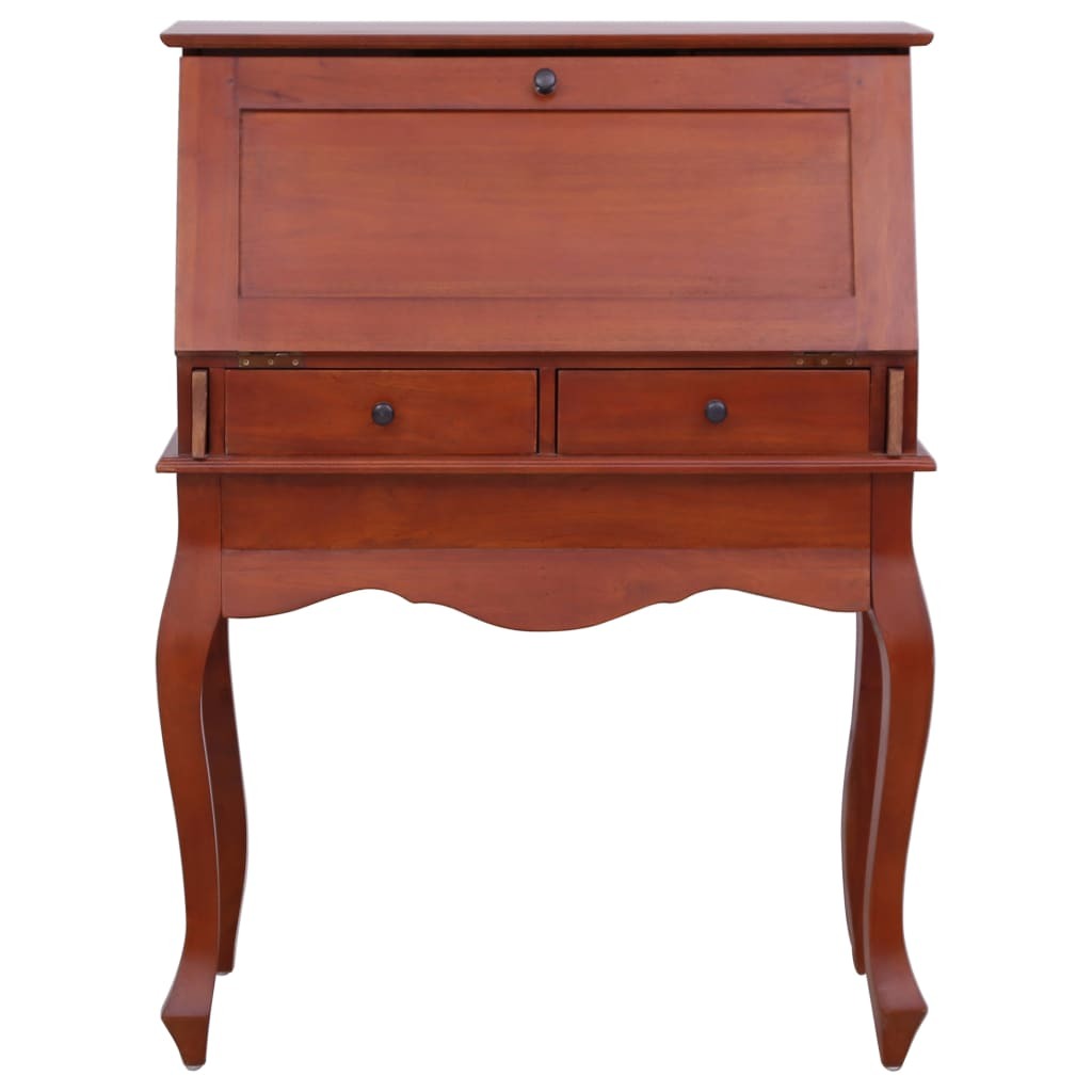 vidaXL Secretary Desk Brown 30.7"x16.5"x40.6" Solid Mahogany Wood - Pozzby Home Solutions