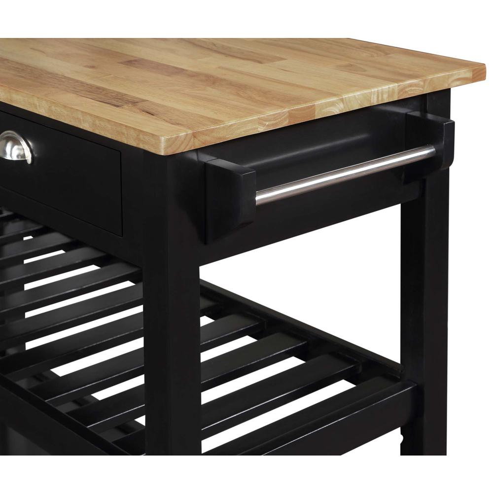 American Heritage 3 Tier Butcher Block Kitchen Cart with Drawers, Butcher Block/Black - Pozzby Home Solutions