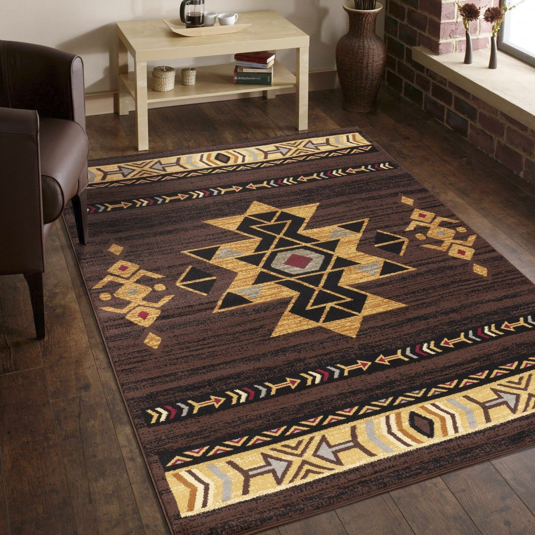 Tribes Brown 5 ft. 3 in. x 7 ft. 3 in. Southwest Area Rug - Pozzby Home Solutions