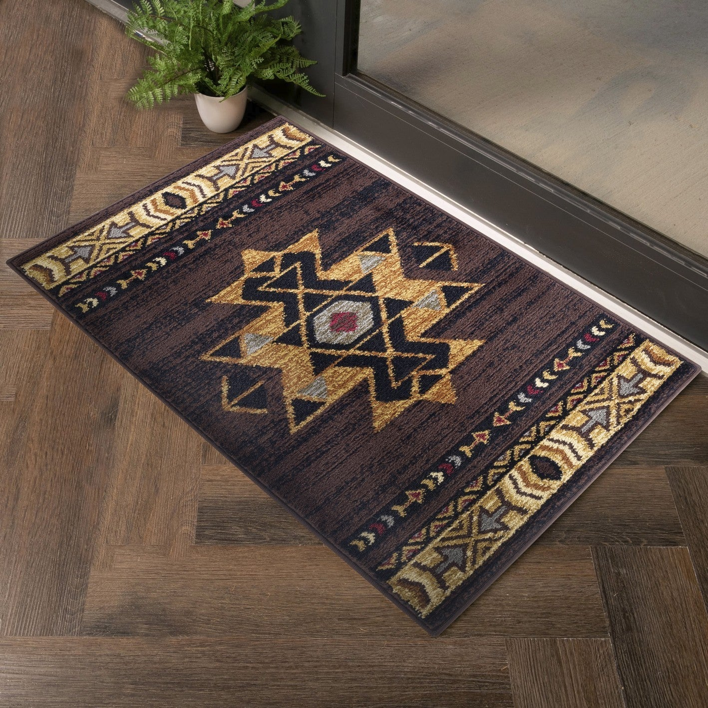 Tribes Brown 5 ft. 3 in. x 7 ft. 3 in. Southwest Area Rug - Pozzby Home Solutions