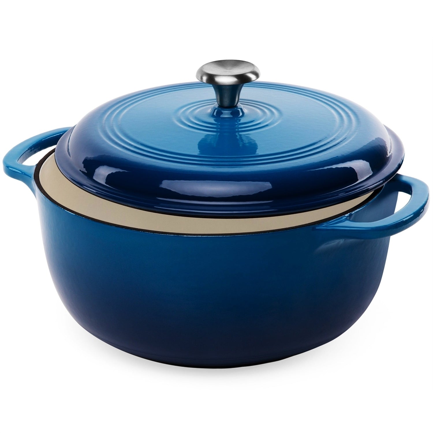 6 Quart Large Blue Enamel Cast-Iron Dutch Oven Kitchen Cookware - Pozzby Home Solutions