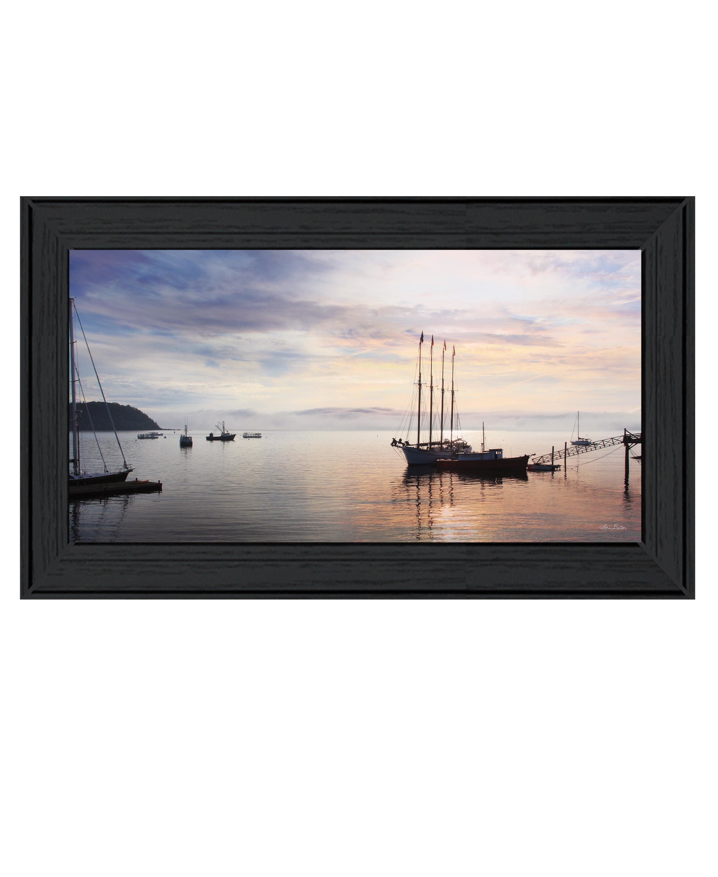 "BAR HARBOR SILHOUETTES" by Lori Deiter, Ready to Hang Framed Print, Black Frame - Pozzby Home Solutions