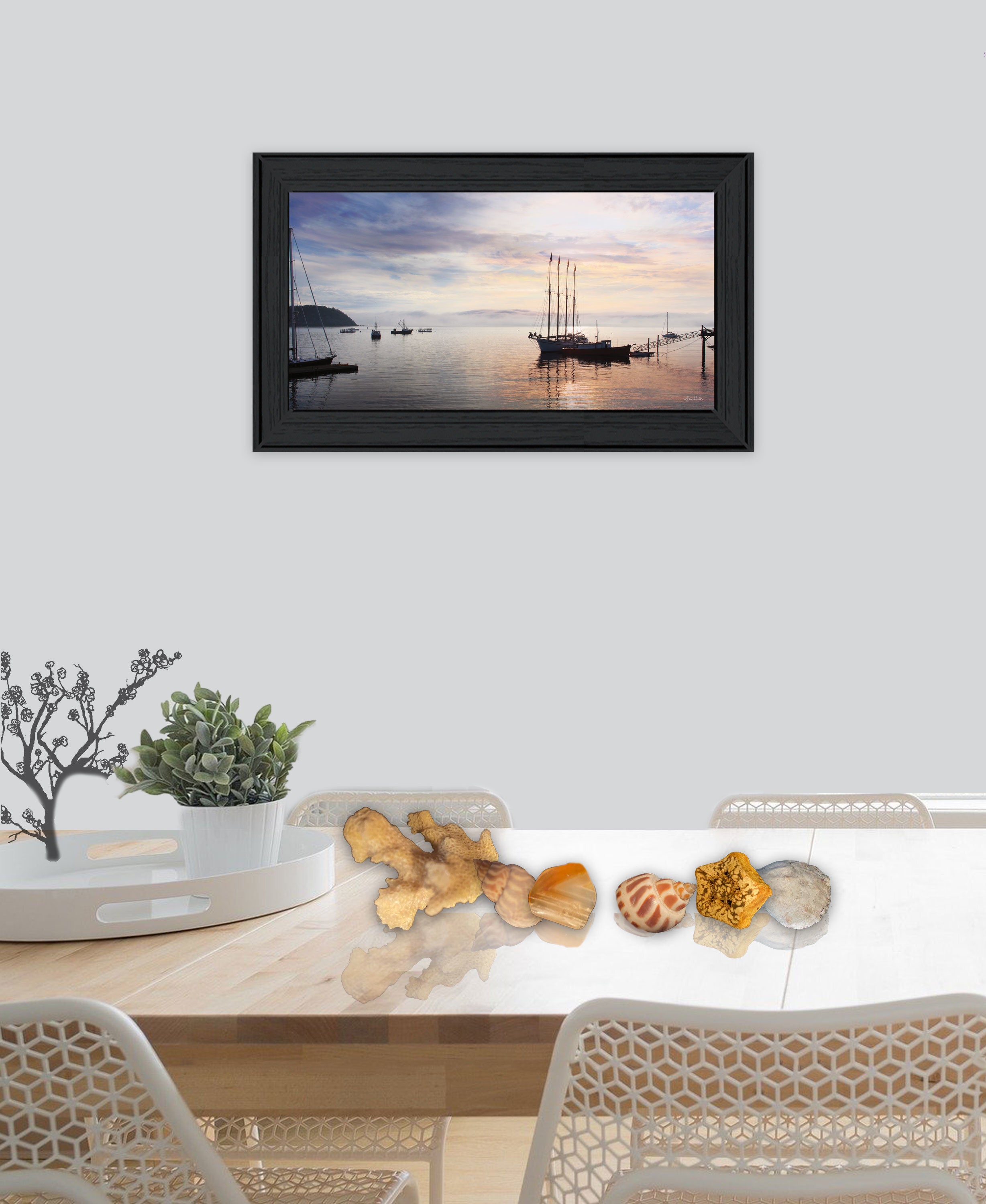 "BAR HARBOR SILHOUETTES" by Lori Deiter, Ready to Hang Framed Print, Black Frame - Pozzby Home Solutions