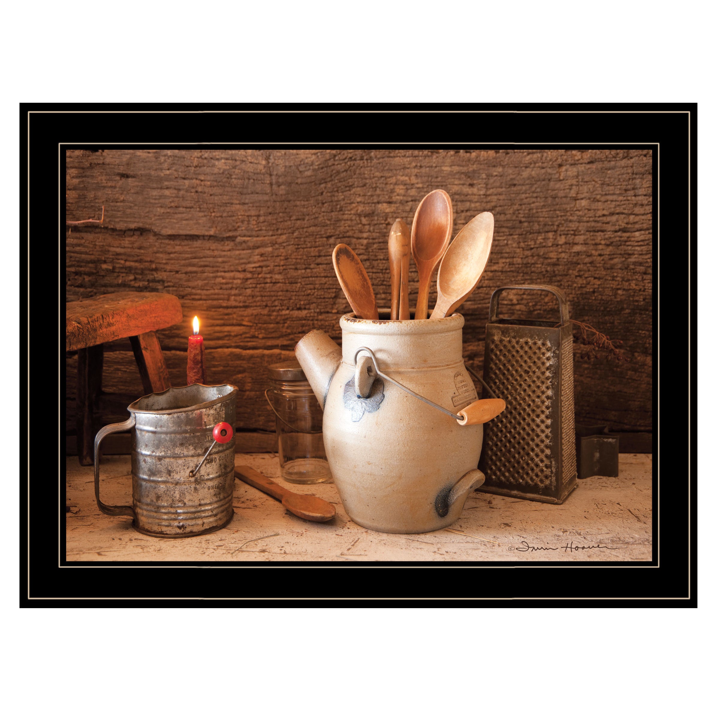 "Grandma's Kitchen Tools" By Irvin Hoover, Ready to Hang Framed Print, Black Frame - Pozzby Home Solutions