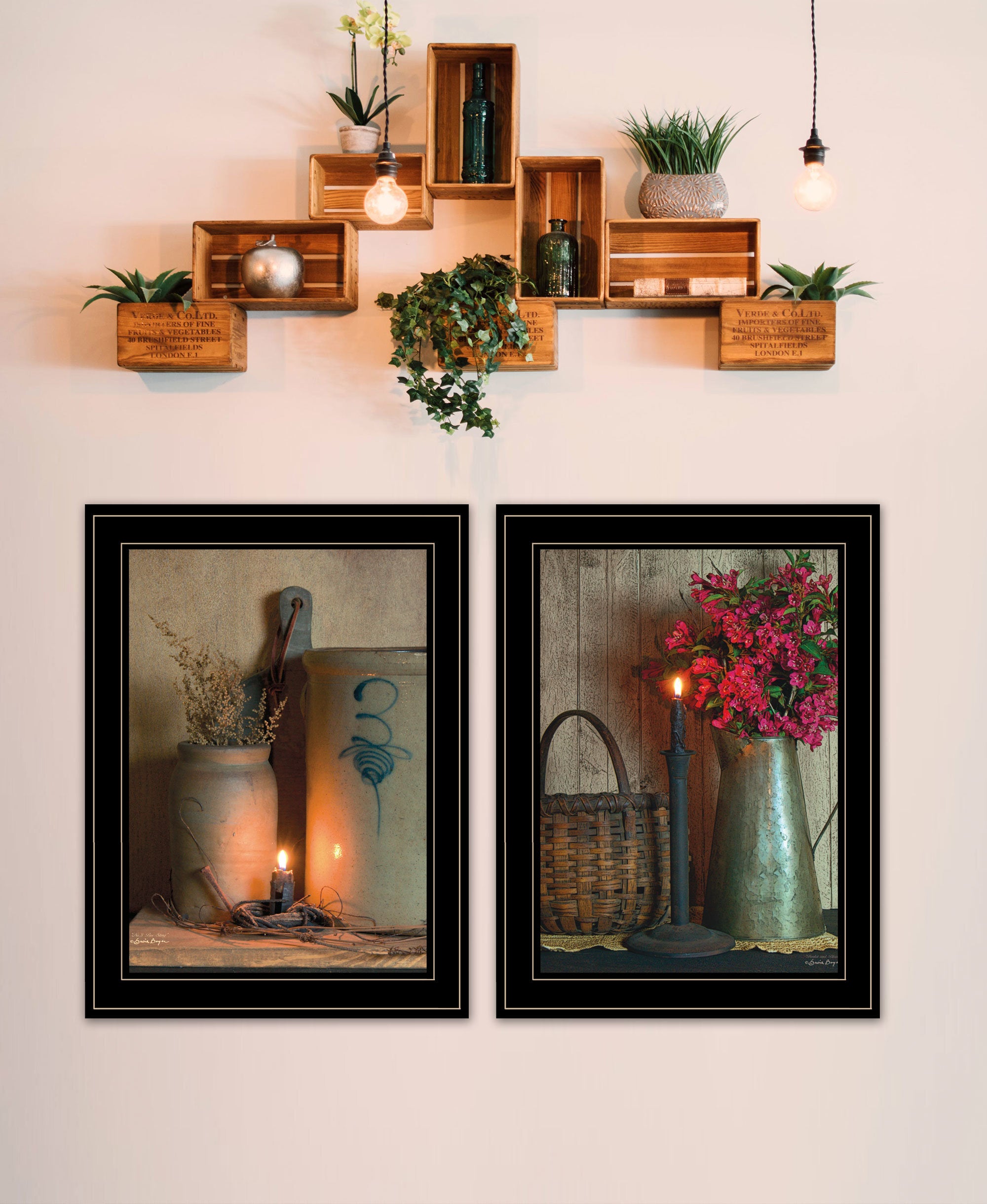 Country Candlelight Collection Framed Wall Art - Pozzby Home Solutions