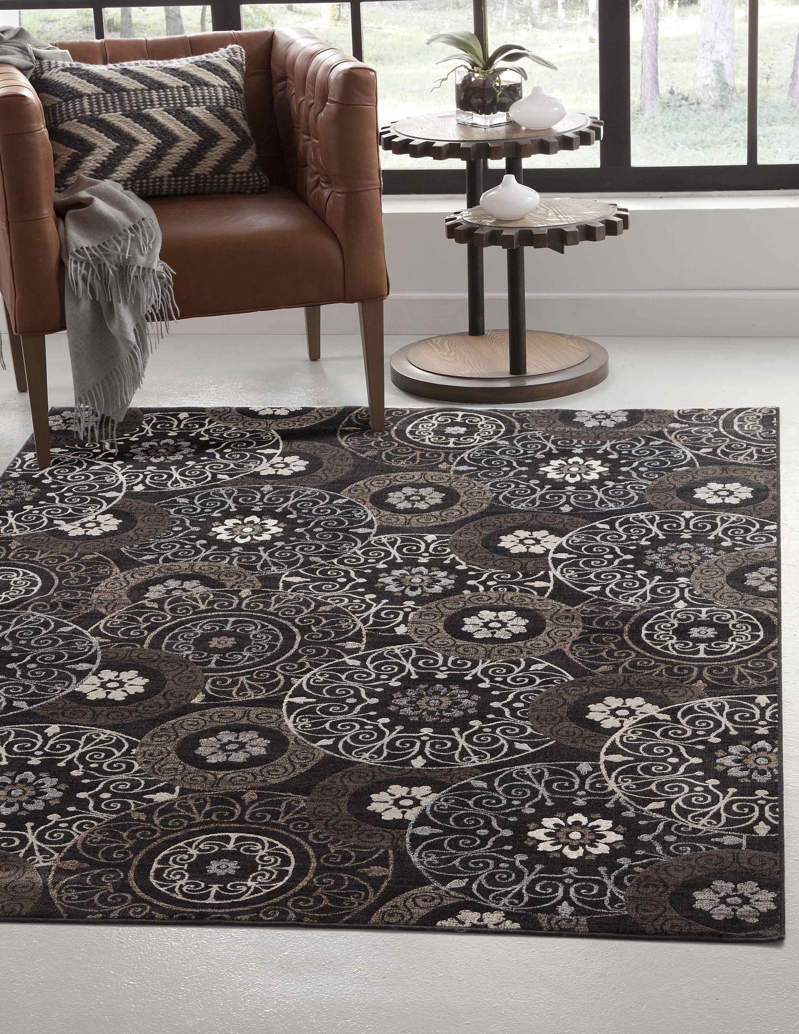 Lundy Chocolate/Black/Beige Area Rug 5x8 - Pozzby Home Solutions