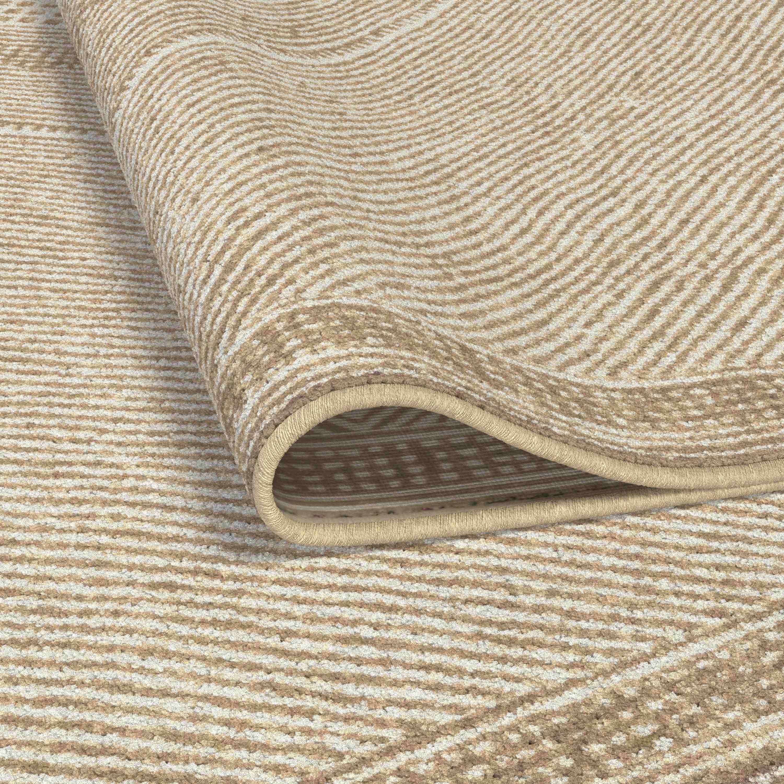 Benzara Beige and White Viscose Area Rug 5x8 - Pozzby Home Solutions