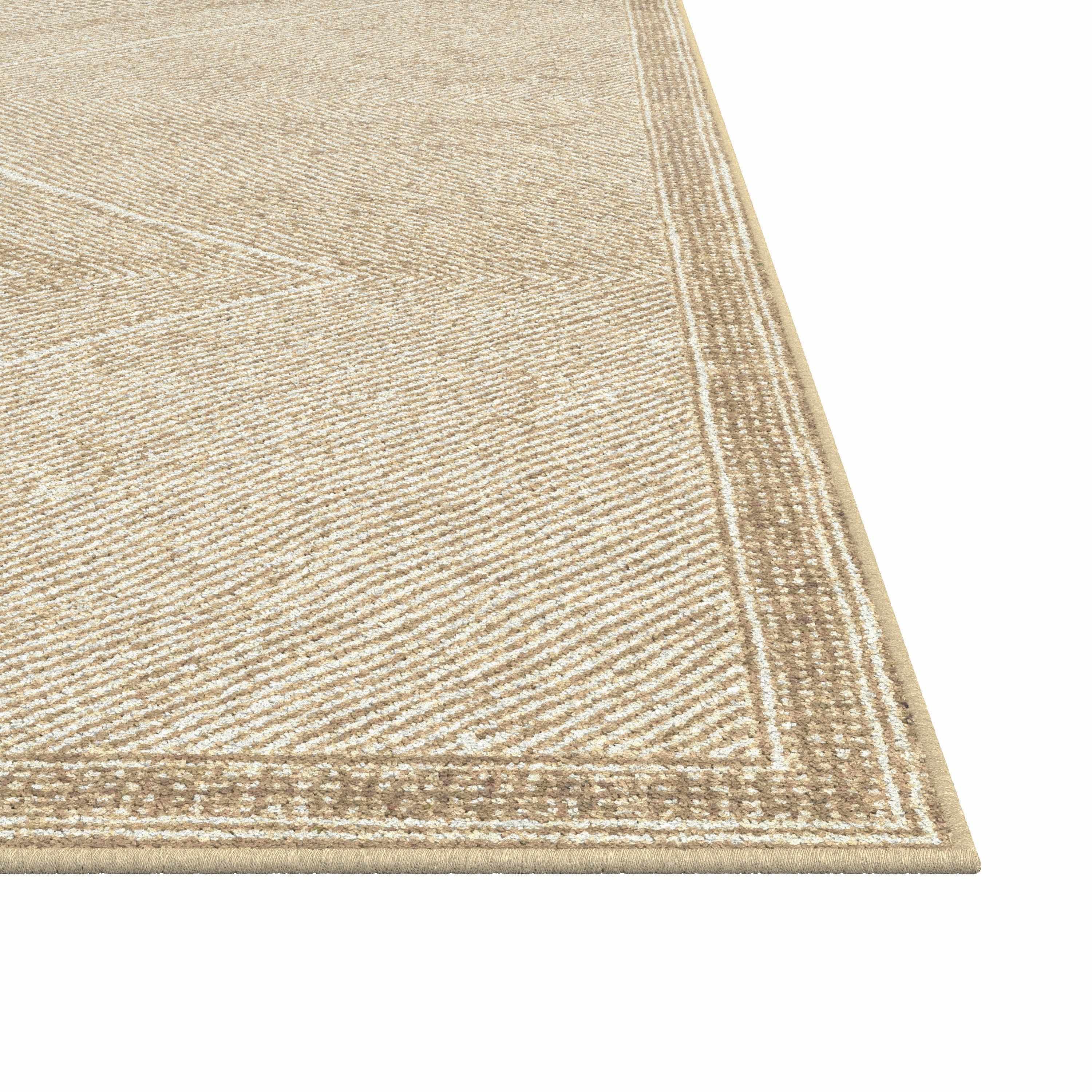 Benzara Beige and White Viscose Area Rug 5x8 - Pozzby Home Solutions