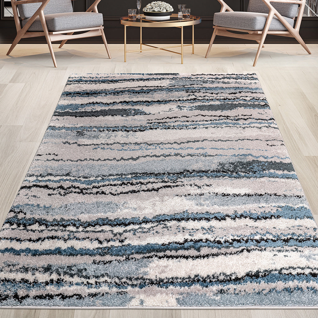 Watercolor Abstract Stripe Woven Area Rug - Pozzby Home Solutions