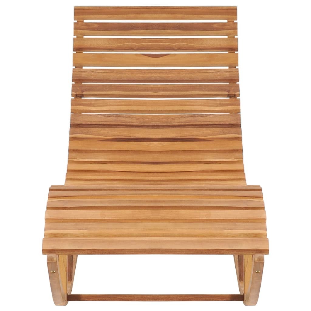 Rocking Sun Lounger with Cushion Solid Teak Wood - Pozzby Home Solutions