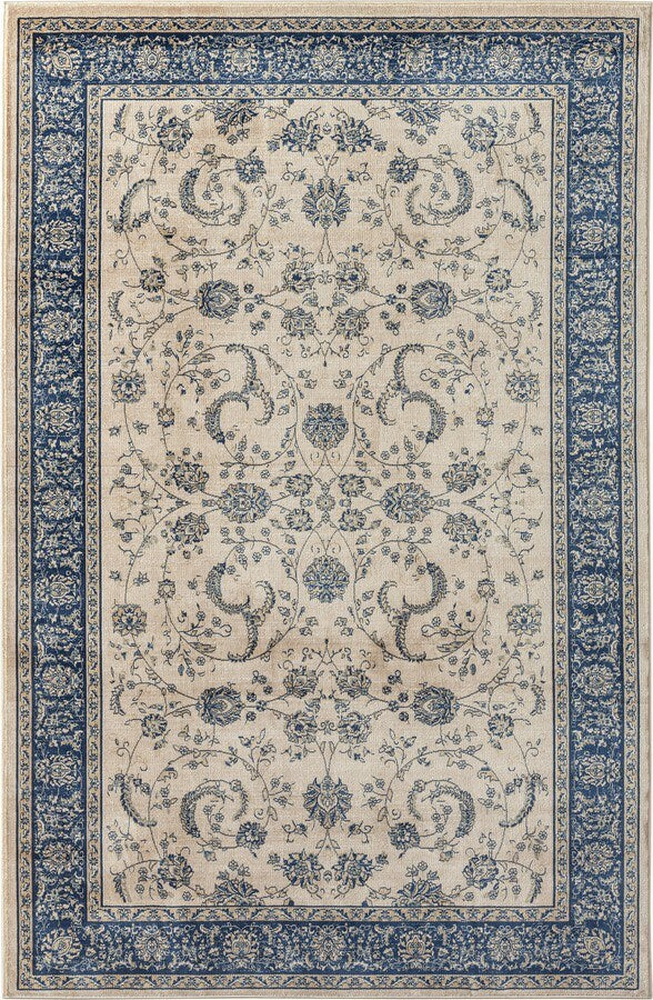 Stylish Classic Pattern Design Traditional Floral Filigree Bordered Area Rug - Pozzby Home Solutions