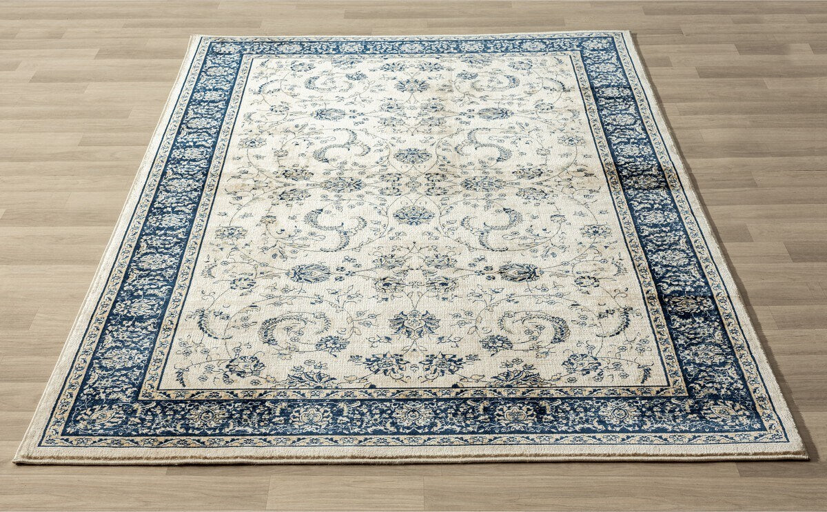 Stylish Classic Pattern Design Traditional Floral Filigree Bordered Area Rug - Pozzby Home Solutions