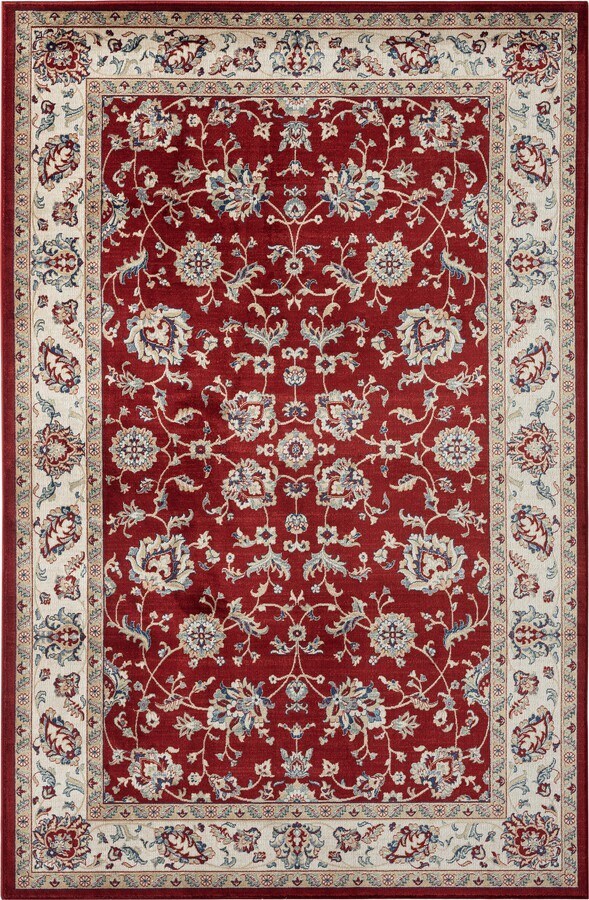 Stylish Classic Pattern Design Traditional Floral Filigree Bordered Area Rug - Pozzby Home Solutions