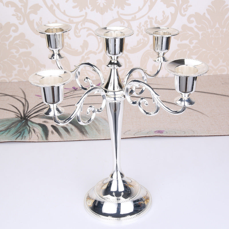 Silver- Gold -Black Or Bronze Metal Candle Holder 5 Arm Candle Holder - Pozzby Home Solutions