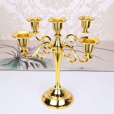 Silver- Gold -Black Or Bronze Metal Candle Holder 5 Arm Candle Holder - Pozzby Home Solutions