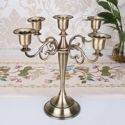 Silver- Gold -Black Or Bronze Metal Candle Holder 5 Arm Candle Holder - Pozzby Home Solutions