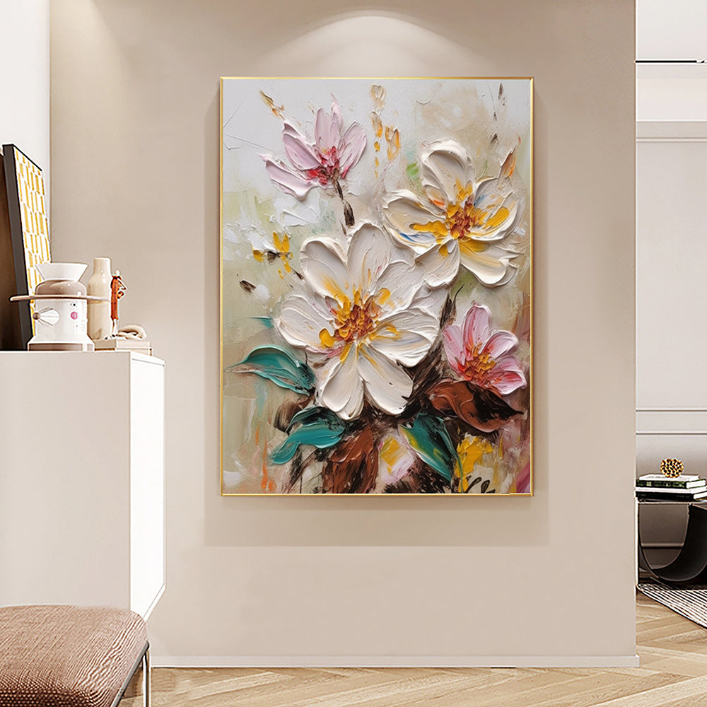 Hand Painted Oil Painting-Abstract Blooming Flower Oil Painting - Pozzby Home Solutions