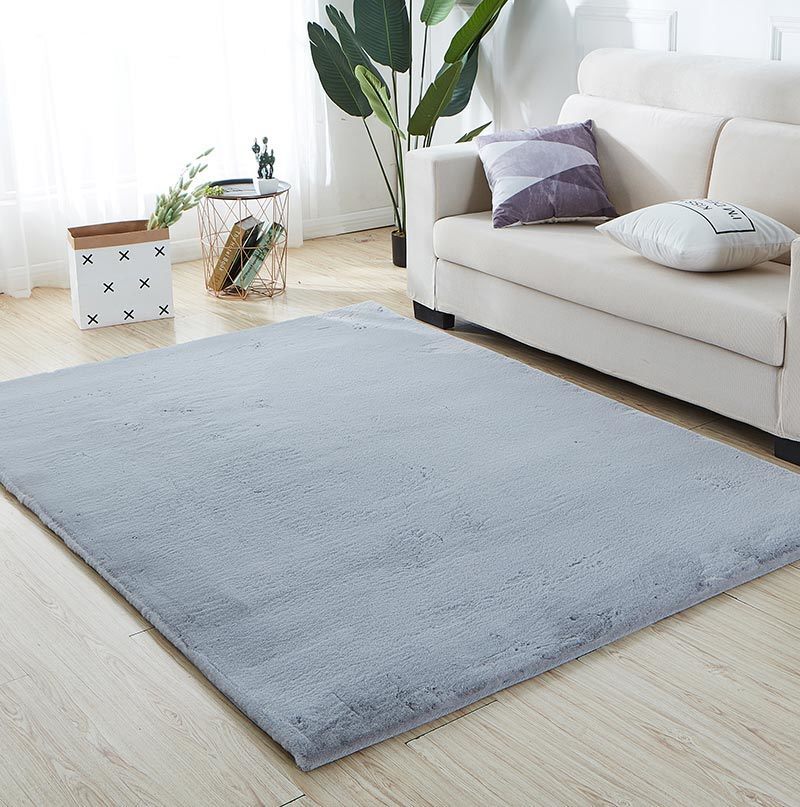 Lily Luxury Chinchilla Faux Fur Rectangular Area Rug - Pozzby Home Solutions