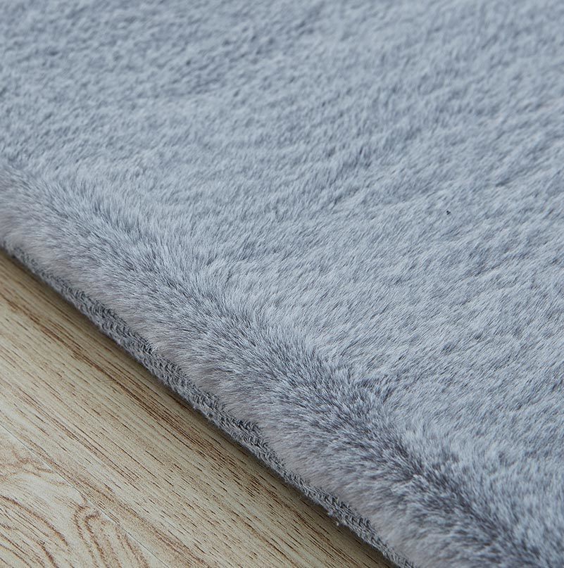 Lily Luxury Chinchilla Faux Fur Rectangular Area Rug - Pozzby Home Solutions