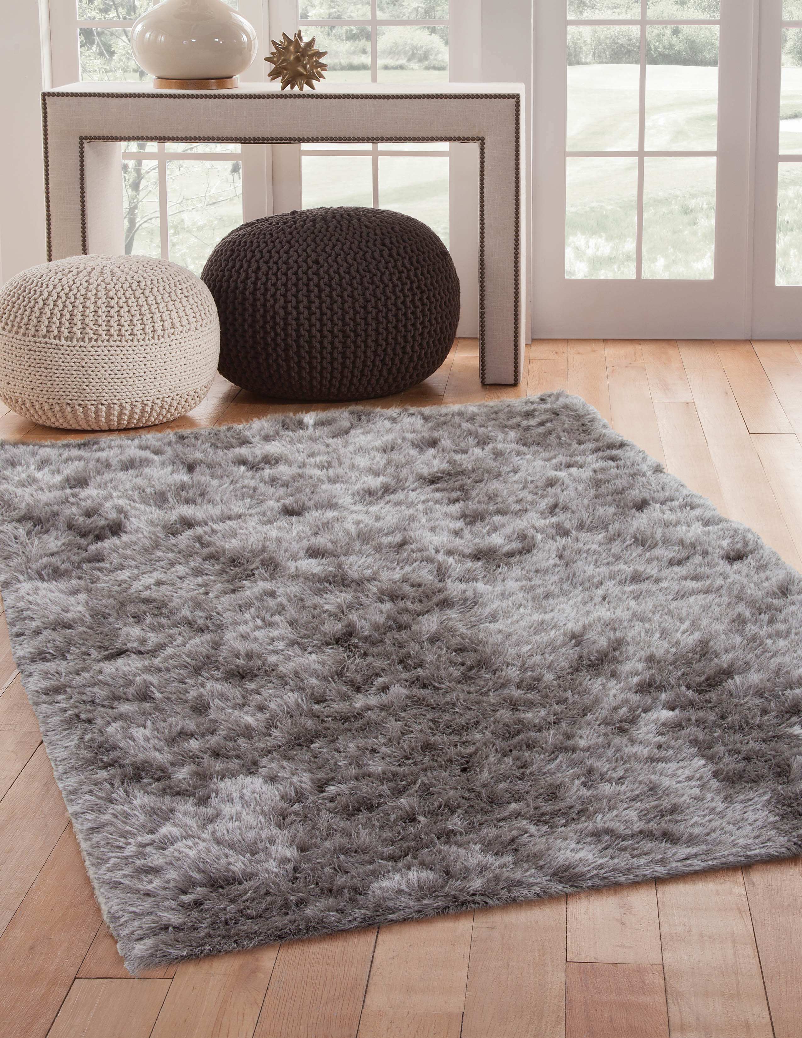 Shag Grey Area Rug 5x8 - Pozzby Home Solutions