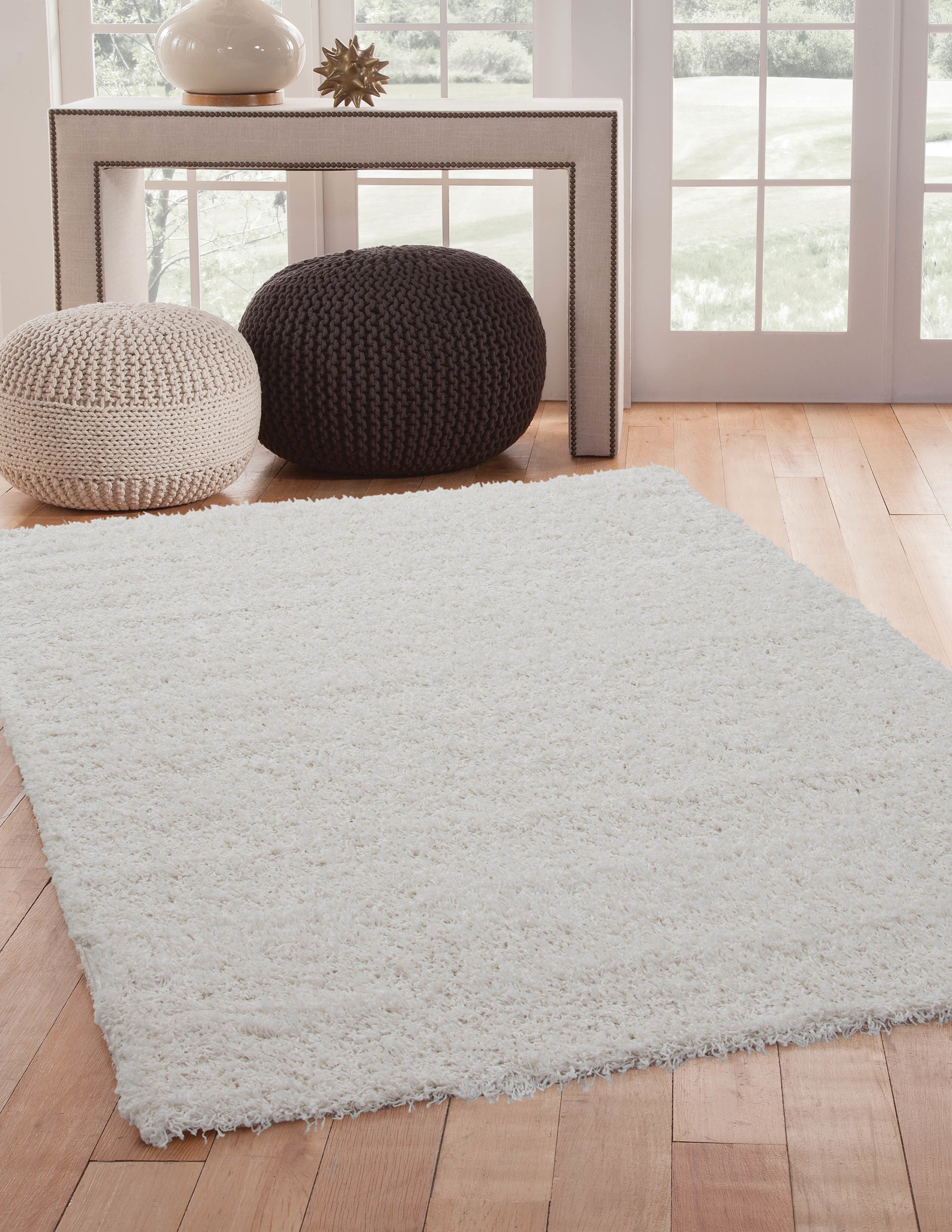 Shag White Area Rug 5x8 - Pozzby Home Solutions