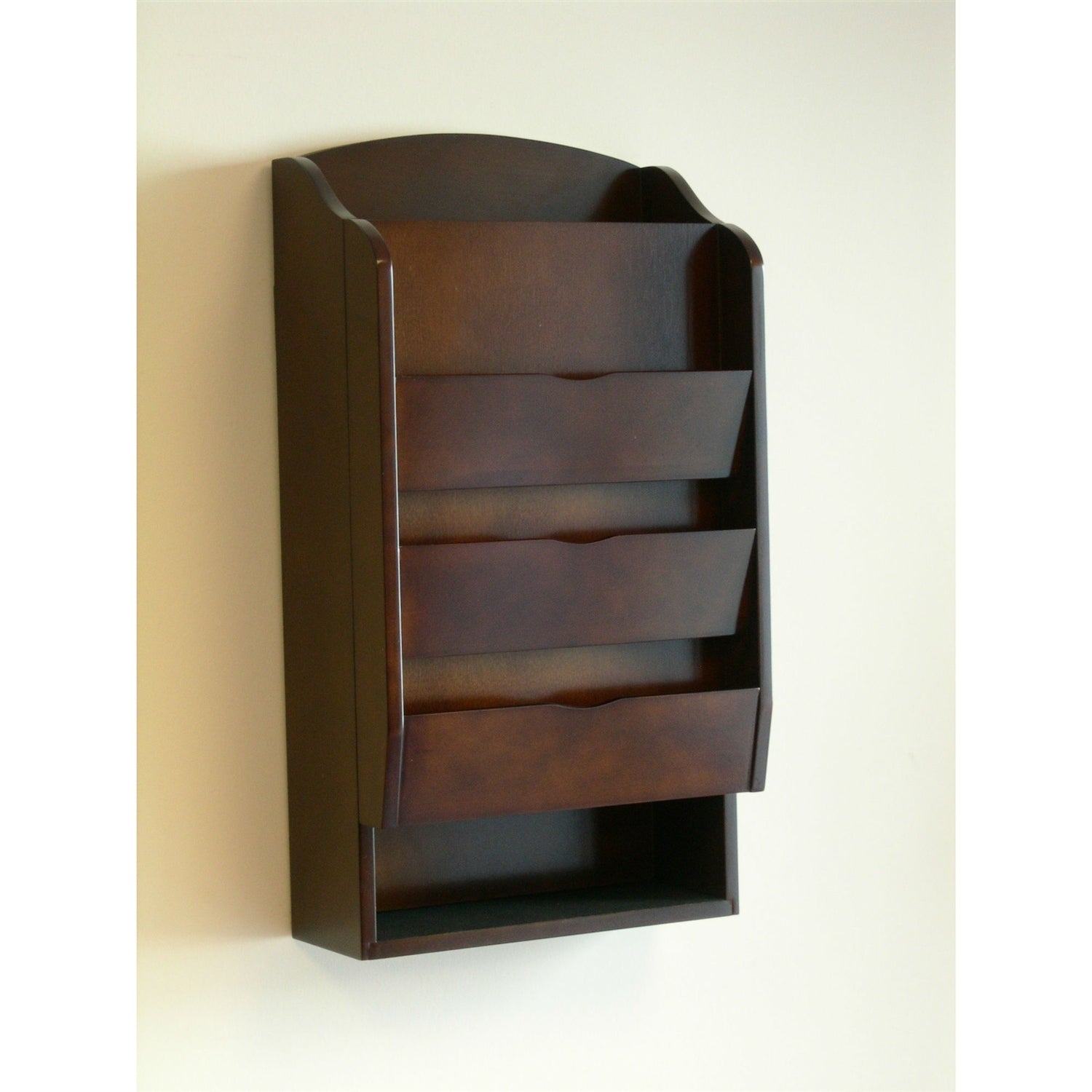 Door / Wall Mount Organizer Letter Holder Mail Sorter in Dark Walnut - Pozzby Home Solutions