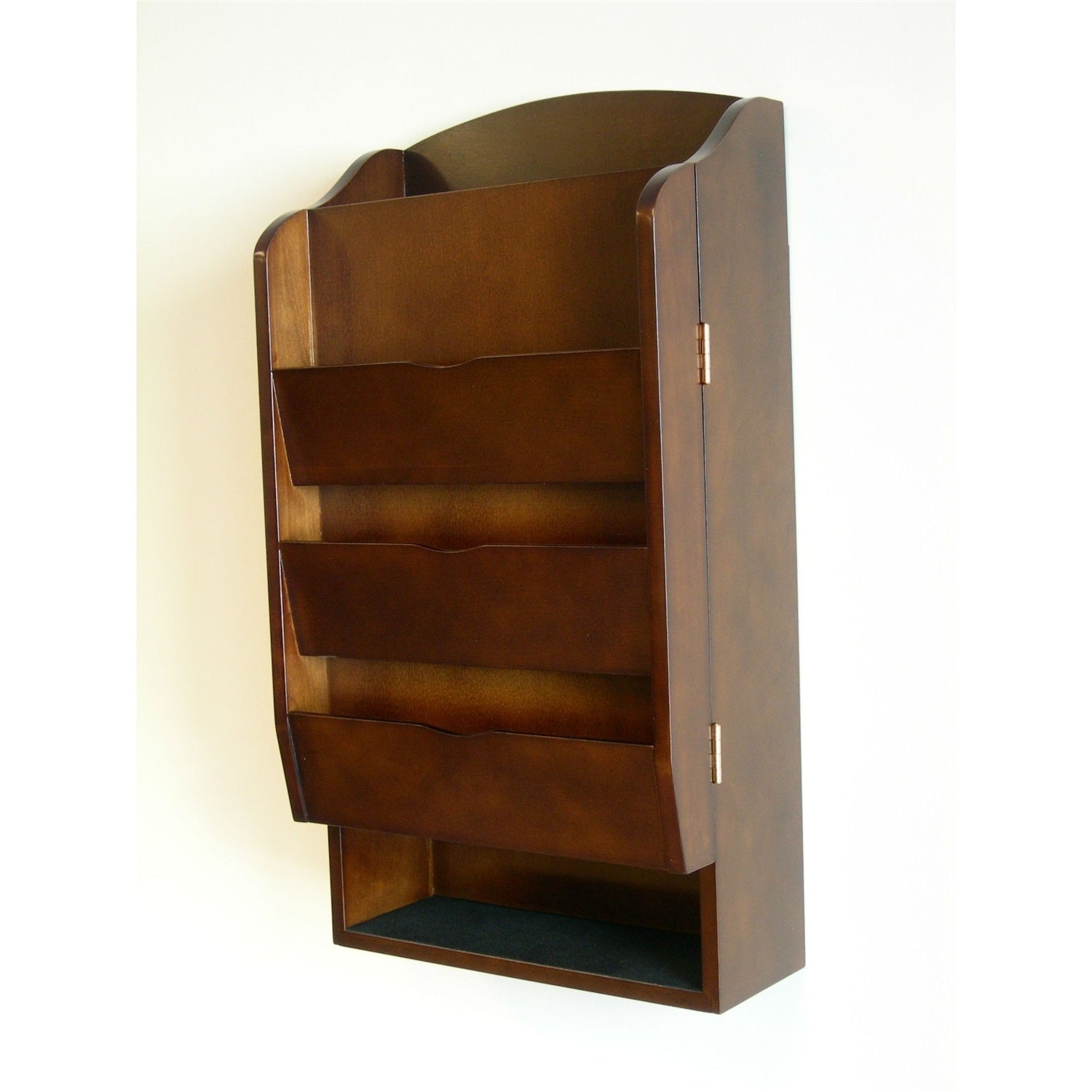 Door / Wall Mount Organizer Letter Holder Mail Sorter in Dark Walnut - Pozzby Home Solutions