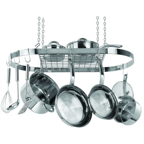 Stainless Steel Oval Pot Rack for Kitchen Cookware Storage - Pozzby Home Solutions