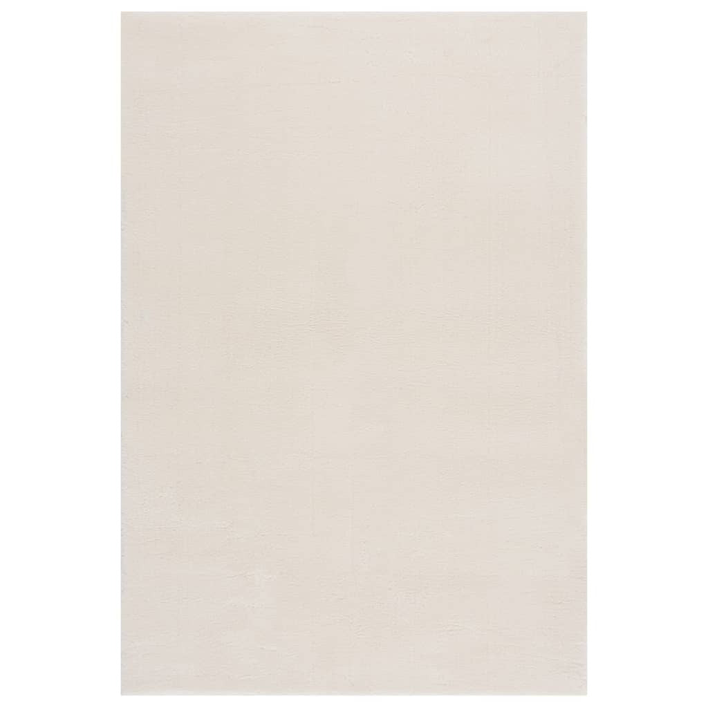 vidaXL Washable Rug Soft Fluffy Short Pile 63"x90.6" Anti Slip Cream - Pozzby Home Solutions