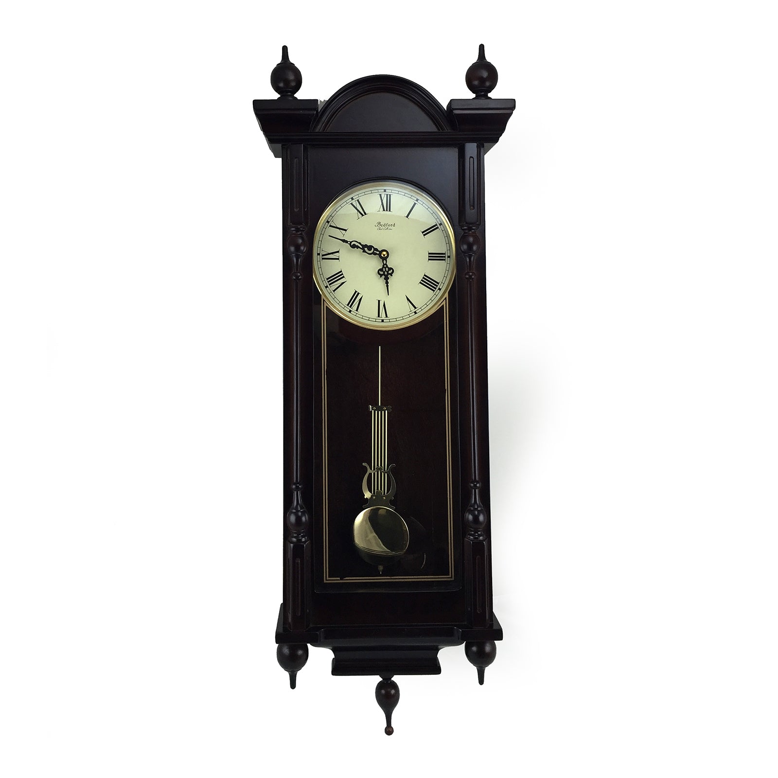 Bedford Clock Collection Grand 31 Inch Chiming Pendulum Wall Clock in Bedford Clock Collection offers you the elegance and beauty of classic style with the modern reliable technology of today's wall clocks. Whether a gift to your self ClocksBEDFORD CLOCK COLLECTIONPozzby Home SolutionsBedford Clock Collection Grand 31 Inch Chiming Pendulum Wall Clock