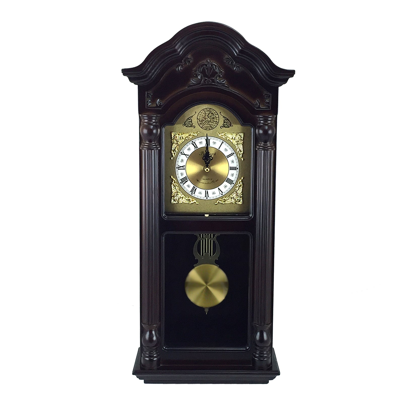 Bedford Clock Collection 25.5 Inch Antique Mahogany Cherry Oak ChimingBedford Clock Collection offers you the elegance and beauty of classic style with the modern reliable technology of today's wall clocks. Whether a gift to your self ClocksBEDFORD CLOCK COLLECTIONPozzby Home Solutions5 Inch Antique Mahogany Cherry Oak Chiming Wall Clock