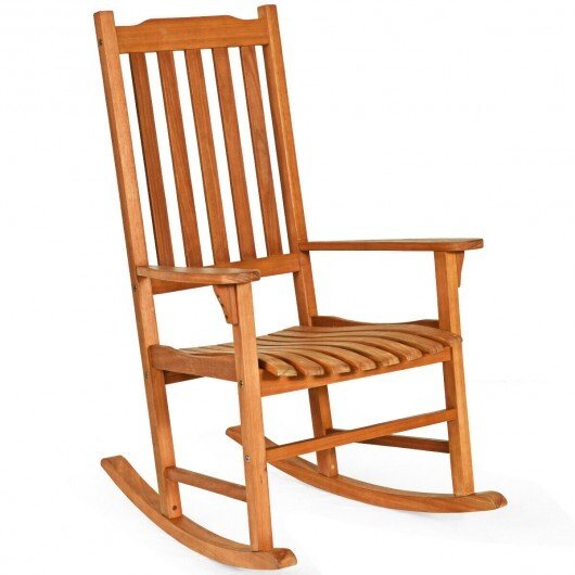 Outdoor Rocking Chair Single Rocker for Patio Deck  - Color: NaturalSpecifications: Color: Natural Material:Eucalyptus Overall dimension: 33" x 28.5" x 45" (Lx Wx H) Backrest dimensions: 30" x 17"(Lx W) Seat dimensions: 20.5" x20.5" Outdoor > Outdoor & Patio Furniture > Outdoor Seating & Patio Chairs > Patio Rocking Chairs & GlidersPozzby Home SolutionsPozzby Home SolutionsOutdoor Rocking Chair Single Rocker